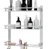 GLOXY Premium Bathroom Shelf Rack - Chrome Finish Stainless Steel GLOXY Premium Bathroom Shelf Rack - Chrome Finish Stainless Steel 4in1 Wall Mount Bathroom Soap Rack with Toothbrush Holder - Bathroom Fittings Accessories Set with Multipurpose Hooks
