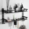 GRIVAN 5 in 1 Heavy-Duty Stainless Steel Bathroom Shelf Racks GRIVAN 5 in 1 Heavy-Duty Stainless Steel Bathroom Shelf Racks with Dual Soap Holder, Toothbrush Holder and Tumbler for Bathroom Accessories and Fittings (Black Matte)