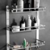 GRIVAN Stainless Steel 3 Layer/3 Tier Multipurpose Bathroom Shelf/Rack/Organizer/Stand/Holder with Double Soap Dish and Toothbrush Holder Tumbler Bathroom Accessories