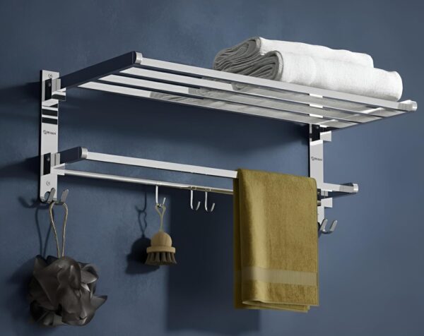 GRIVAN Stainless Steel Folding Towel Racks for Bathroom, Towel Racks, Folding Towel Stand, Bathroom Towel Holder, Bathroom Stand, Bathroom Accessories and Fittings