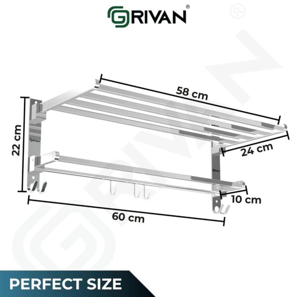GRIVAN Stainless Steel Folding Towel Racks for Bathroom, Towel Racks, Folding Towel Stand, Bathroom Towel Holder, Bathroom Stand, Bathroom Accessories and Fittings
