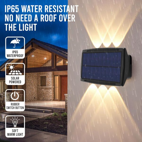 Gesto-6W-Solar-Up-Down-Wall-Sconce-Light-–-Waterproof-2-Way-Led-Outdoor-Wall-Lamp-With-1200mAh-Battery-Auto-Day-Off-Night-On-Exterior-Light-for-Garden-FarmElevationFenceBalcony-Patio-Stairs.jpg Gesto 6W Solar Up Down Wall Sconce Light – Waterproof 2-Way Led Outdoor Wall Lamp With 1200mAh Battery |Auto Day Off & Night On | Exterior Light for Garden, Farm,Elevation,Fence,Balcony, Patio, Stairs