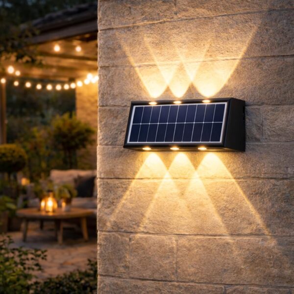 Gesto 6W Solar Wall Lights Outdoor Waterproof IP65, Warm White Gesto 6W Solar Wall Lights Outdoor Waterproof IP65, Warm White Up & Down Wall Lamp with 1200mAh Battery, Auto ON/Off Dusk to Dawn, Exterior Light for Garden Fence Gate Patio Pathway Elevation Balcony