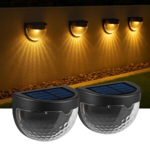 Gesto Solar Outdoor Lights - LED Fence & Deck Lights | Waterproof Solar Lights for Garden, Patio,Pathway,Wall,Stair & Yard Decoration,Balconies, Automatic Day Off & Night On (Warm White | Pack of 2)