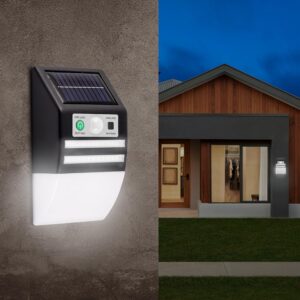 Gesto Solar Wall Light with Motion Sensor – Waterproof Outdoor Gesto Solar Wall Light with Motion Sensor – Waterproof Outdoor Wall Lamp & 3 Modes | 1200mAh Battery, Auto Day Off & Night On | Solar Light for Garden, Fence, Balcony, Patio, Yard & Stair Lighting