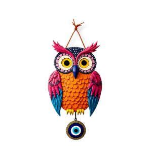 GiftOday Owl Shape Wooden Wall Hanging For Home Decor | GiftOday Owl Shape Wooden Wall Hanging For Home Decor | Evil Eye Decoration Livingroom, Dining Room | Modern Artwork | Designer Mdf Item | Wall Hanging Ornament Door Decorative (18 x 30 CM)