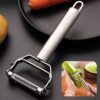 Go Store 2 in 1 Stainless Steel Julienne Vegetable Peeler Go Store 2 in 1 Stainless Steel Julienne Vegetable Peeler Multi-Functional Fruit & Veggie Shredder Slicer and Grater for Potatoes, Carrots, Cucumbers (Silver, 18 x 8.2 x 2.4 cm)