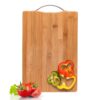 Go Store Large Non-Slip Wooden Bamboo Cutting Board with Antibacterial Surface with Stainless Steel Handle, Chopping Board for Kitchen, Cutting Board for Kitchen (Wood)