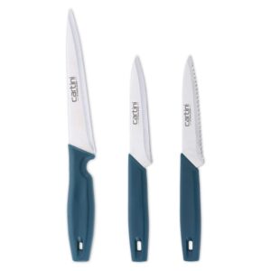 Godrej Locks Cartini Kitchen Knife Set of 3| Fine Dicing + Easy Chopping + Swift Cutting Knives | Chaku for Home, Professional Chef| Dishwasher Safe Handle | 1 Yr Warranty,Stainless Steel
