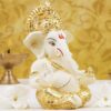 Gold Art India Ceramic Ganesh Idol for Car Dashboard Ganesha Gold Art India Ceramic Ganesh Idol for Car Dashboard Ganesha Murti Ganpati Idol for Home Decor Puja Lord Ganesh Statue Gift for Office Desk Puja Room Figurine 3.5 x 2 inch,1 Idol