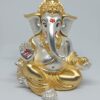 Gold Art India Gold and Silver Plated Matte Finish Ganesh Gold Art India Gold and Silver Plated Matte Finish Ganesh Idol For Car Dashboard Ganesha Murti Ganpati Idol For Home Decor Puja Lord Ganesh Statue Gift For Office Desk Puja Room Figurine, 3 x 3 inches