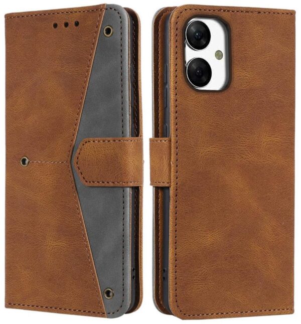 GoldKart Flip Back Cover Case for Samsung Galaxy M05 / GoldKart Flip Back Cover Case for Samsung Galaxy M05 / A05 / F05 | Dual-Color Leather Finish | Inbuilt Stand & Pockets | Flip Cover for Samsung Galaxy M05 / A05 / F05 (Faux Leather, Brown)