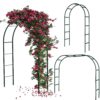 HASTHIP® Metal Plant Stands for Garden, Arch Trellis for Plants Flower Holder Outdoor Steel Plant Stand (Black, 240x140x37cm) - Indoor/Outdoor Balcony Decoration for Backyard, Lawn, Patio