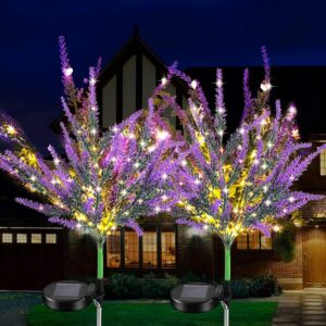 HORSEA Solar Garden Lights Outdoor Decorative Lavender Tree Light, Warm HORSEA Solar Garden Lights Outdoor Decorative Lavender Tree Light, Warm White LED Solar Powered Waterproof Pathway Lamp for Lawn Yard Patio Home Landscape Décor