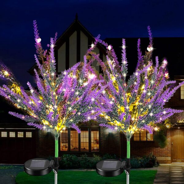 HORSEA Solar Garden Lights Outdoor Decorative Lavender Tree Light, Warm White LED Solar Powered Waterproof Pathway Lamp for Lawn Yard Patio Home Landscape Décor