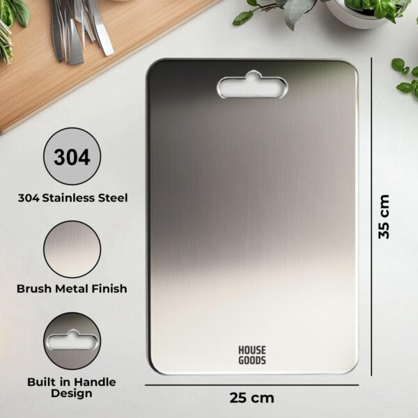 HOUSEGOODS-Steel-Chopping-Board-for-Kitchen-Large-35-X-25-CM-Premium-304-Grade-Stainless-Steel-Cutting-Board-Rust-Free-Anti-Bacterial-Chef-Approved-Ideal-for-Vegetables-Fruits-Meat.jpg HOUSEGOODS Steel Chopping Board for Kitchen, Large 35 X 25 CM, Premium 304 Grade Stainless Steel Cutting Board, Rust-Free, Anti-Bacterial, Chef Approved, Ideal for Vegetables, Fruits, Meat