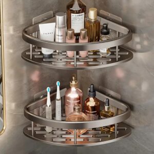 Hallstatt Pack of 2, Self Adhesive Bathroom Corner Shelf for Wall Shelf Organizer Wall Mounted Aluminum Bathroom Shelves Rack Holder Stand for Bathroom (Black, Pack of 2)