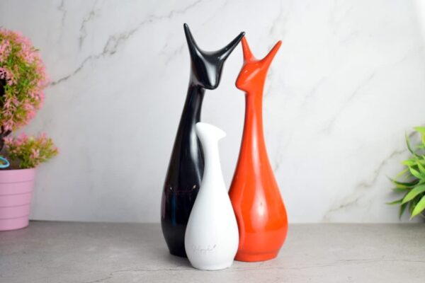 Handicrafts Lucky Deer Family Figures Showpiece for Home Decor Office Handicrafts Lucky Deer Family Figures Showpiece for Home Decor Office Decor Best for Gifting (Set of 3, Red, White, Black-10 Inchs)