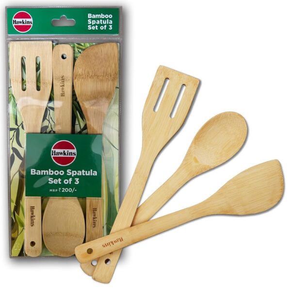Hawkins Bamboo Spatula Set of 3, Natural Handmade Bamboo Spatulas, Kitchen Tools, Ladles, Turners, Flippers, Scrappers, Servers for Nonstick Cookware (BSPTL3)