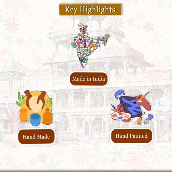 Home Decor Deer Family Statue Matte Finish Ceramic Figures showpiece for Home Decor Living Room (Set of 3, Navy Blue, Lemon & Light Green)