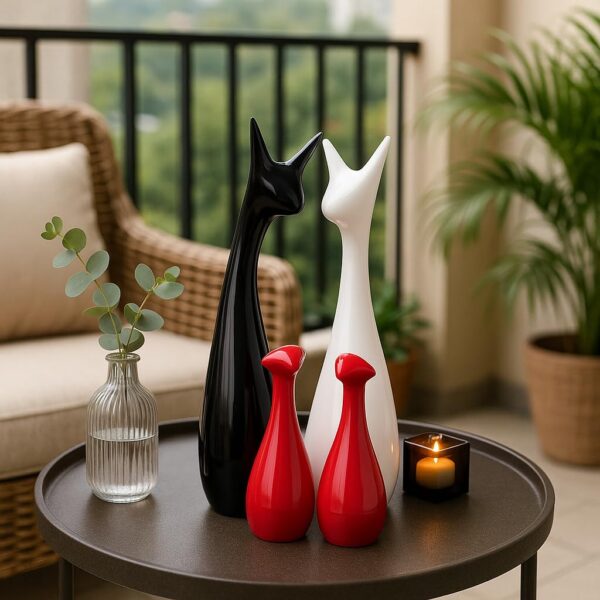 Home-Decor-Lucky-Deer-Family-Statue-Piano-Finish-Ceramic-Figures-Set-of-4-Red-Black-White.jpg Home Decor Lucky Deer Family Statue Piano Finish Ceramic Figures - (Set of 4, Red Black, White)
