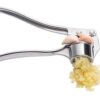 HomeWiz Garlic Crusher Presser | Manual Stainless Steel Garlic & Ginger Mincer | Multi-Function Curved Garlic Grinding & Slicing Tool for Kitchen | Portable & Easy to Clean (Silver) (HWGARCRUSHR1)
