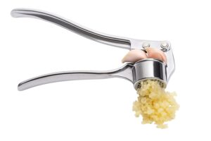 HomeWiz Garlic Crusher Presser | Manual Stainless Steel Garlic & Ginger Mincer | Multi-Function Curved Garlic Grinding & Slicing Tool for Kitchen | Portable & Easy to Clean (Silver) (HWGARCRUSHR1)