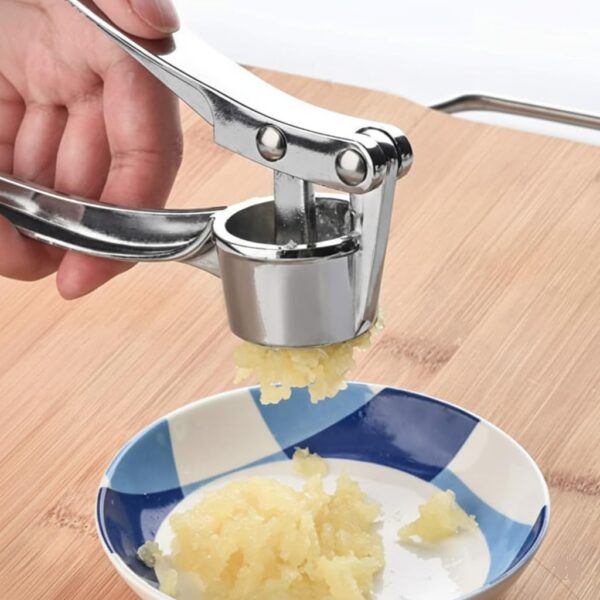 HomeWiz Garlic Crusher Presser | Manual Stainless Steel Garlic & Ginger Mincer | Multi-Function Curved Garlic Grinding & Slicing Tool for Kitchen | Portable & Easy to Clean (Silver) (HWGARCRUSHR1)