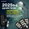 Homehop 100W Solar Street Light Outdoor Waterproof Motion Sensor Security Automatic Wireless Wall Lamp for Home & Garden with Remote Control (Cool White)