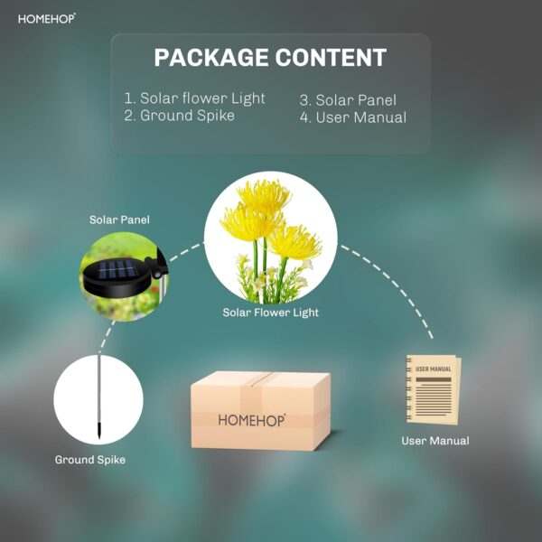 Homehop Solar Garden Light Outdoor Waterproof 20 LED Decorative Flower Lamp for Pathway, Balcony, Two Light Modes(Warm Light Pack of 2)