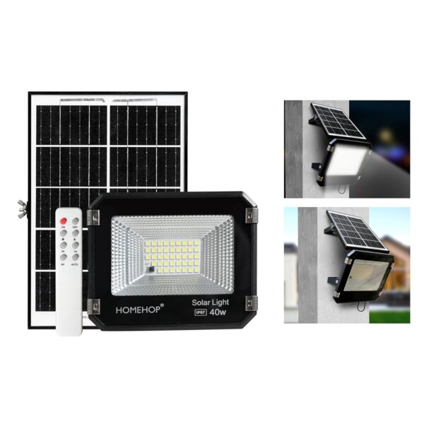 Homehop Solar Light Outdoor Home 40W LED Flood Waterproof Automatic Security Wall Lamp for Home, Garden, Balcony, Pathway and Patio (4AH, ABS, Cool White)