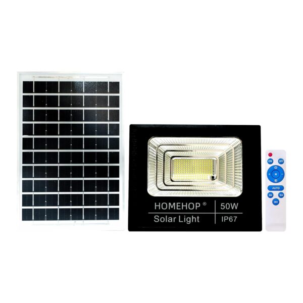 Homehop Solar Light Outdoor Home 50W Flood Led Waterproof Automatic Homehop Solar Light Outdoor Home 50W Flood Led Waterproof Automatic Wall Mount Lamp for Home,Garden, Balcony, Patio with Remote Control (6 Ah,ABS, 84LED)