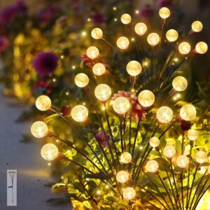Homehop Solar Light Outdoor Home Waterproof 8 Led Crystal Ball Decorative Firefly Swaying Lamp for Garden Pathway, and Lawn Waterproof Automatic Powered (65 cm, Warm Light)