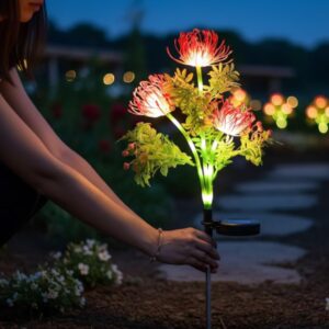Homehop Solar Light Outdoor Home Waterproof Flower Decorative Lamp with Homehop Solar Light Outdoor Home Waterproof Flower Decorative Lamp with 20 LED for Balcony, Pathway, Courtyard, Home Decor & Auto On/Off (Warm White-ABS)