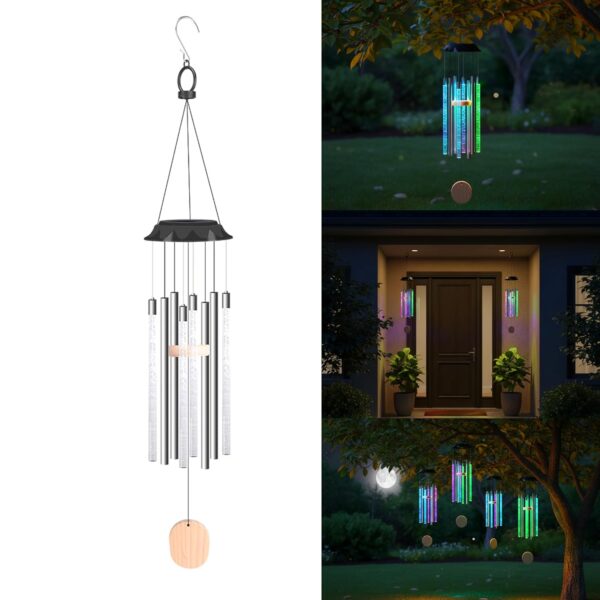 Homehop Solar Light Outdoor Home Waterproof Multicolor with Musical Bubble Homehop Solar Light Outdoor Home Waterproof Multicolor with Musical Bubble Column Windchime LED Decorative Hanging Lamp for Balcony, Garden, Patio, Courtyard (8 rods)