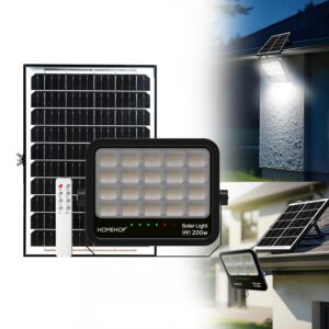 Homehop Solar Outdoor Flood Light Waterproof 200W LED Wireless Automatic Homehop Solar Outdoor Flood Light Waterproof 200W LED Wireless Automatic Wall Lamp for Home, Garden, Balcony, Courtyard, Porch and Patio (12Ah,ABS,)