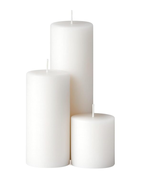 Homesake® Pillar Candles Set of 3, Width 2" High 2" 4" 6" Large Paraffin Soy Wax Pillar Candles Aesthetic Modern Home Decor for Bathroom Living Room Diwali Gifts (White)