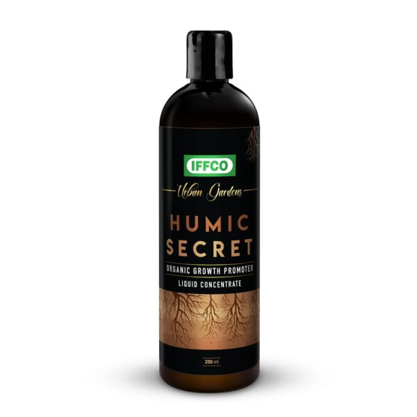 IFFCO Urban Gardens - Humic Secret - 200 ML - IFFCO Urban Gardens - Humic Secret - 200 ML - Humic Acid + Fulvic Acid + Bio-Potash - Organic Liquid Fertilizer for Plants, Soil Conditioner & Root Growth Promoter - 100% Water Soluble