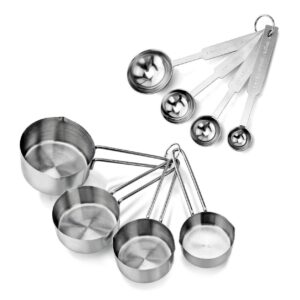 INKULTURE Stainless Steel Measuring Cups & Spoon Combo for Dry or Liquid/Kitchen Gadgets for Cooking & Baking Cakes/Measuring Cup Set Combo with Handles (Set of 4 Cups & 4 Spoons)