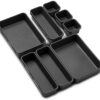 INOVERA (LABEL) 8 Pieces Cutlery Tray for Kitchen Drawers - INOVERA (LABEL) 8 Pieces Cutlery Tray for Kitchen Drawers - Interlocking Drawer Desk Organizer - Plastic Divider Trays (Dark Grey)