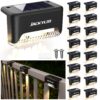 JACKYLED 16 Pack, Step Lights Waterproof LED Solar Power Outdoor Fence Light for Deck Stair Railing, Outside Lighting for Wall Garden Backyard Patio Balcony Decor, ABS, White, 79 x 43 x 48 mm
