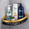 JIALTO 1 PCS Bathroom Shelf for Wall | Bathroom Organizer JIALTO 1 PCS Bathroom Shelf for Wall | Bathroom Organizer Without Drill | Self Adhesive Corner Shelf for Bathroom Or Washroom Organizer - Bathroom Accessories and Hardware (Gold)