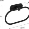 JIALTO 1 PCS Self Adhesive Towel Ring Matte Black, Oval Shaped Modern Hand Towel Holder, Stainless Steel Adhesive Hand Towel Hanger for Bathroom & Kithen Wall Mount (No Drilling) (Black)