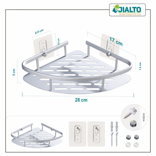 JIALTO-1-Pcs-Corner-Shelf-for-Bathroom–-Self-Adhesive-Aluminium-Wall-Mounted-Bathroom-Organizer-Rack-for-Shampoo-Toiletries-Kitchen-Storage-Shelf-No-Drill-Silver.jpg JIALTO 1 Pcs Corner Shelf for Bathroom– Self Adhesive Aluminium Wall Mounted Bathroom Organizer Rack for Shampoo & Toiletries, Kitchen Storage Shelf, No Drill (Silver)