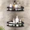 JIALTO 2 PCS Aluminum Bathroom Corner Shelf for Wall,rustproof, Nail-Free, JIALTO 2 PCS Aluminum Bathroom Corner Shelf for Wall,rustproof, Nail-Free, No Drilling Organizer Holder, Bathroom Shelf for Wall Stand for Corner Holder, Washroom & Bathroom Accessories (Black)