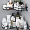 KBZONE Pack of 2 Self-Adhesive Shelf/Storage Organizer for Bathroom and Kitchen Corner Wall Mounted Rack Shelf Bathroom Accessories Storage Rack No Drilling-Shelf Adhesive