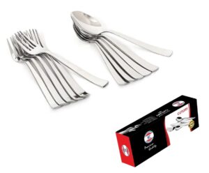 KC Stainless Steel Spoon Set, 12 Pieces, Indian Kitchen Utensils (6 Spoons and 6 Forks Set)