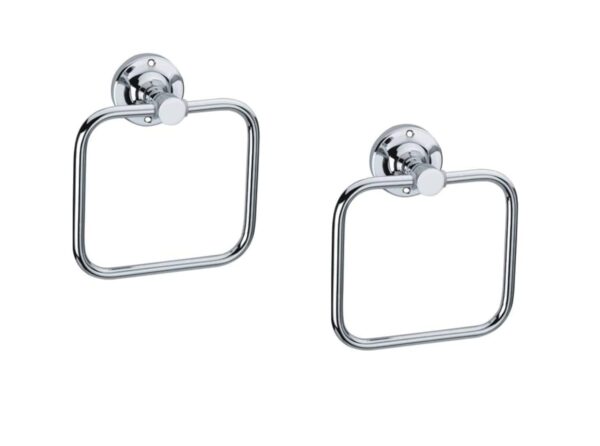 KC Stainless Steel Towel Ring for Bathroom/Wash Basin/Napkin-Towel Hanger/Bathroom Accessories Set of 2 (Square)