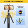 KINGONE Long Selfie Stick with Tripod Stand Aluminum 71inch/180cm, 360° Degree Rotation Selfie Stick Tripod for Phone, Rechargeable Remote & LED Fill Light, 1/4" Screw for Camera Gopro for Vlogging