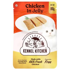 Kennel Kitchen Grain Free Wet Cat Food for Adults and Kennel Kitchen Grain Free Wet Cat Food for Adults and Kittens, Chicken in Jelly, 12 Pouches (12 x 80 GMS)